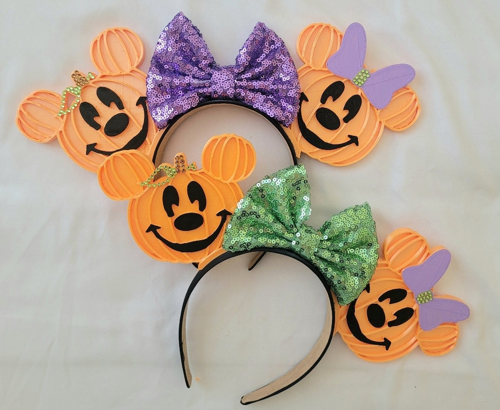 Mouse Pair Pumpkin Ears, 3D Printed Halloween Mouse Ears