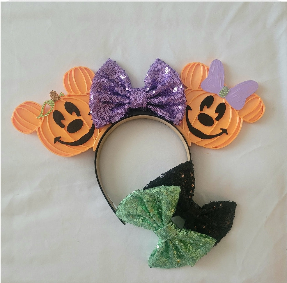 Mouse Pair Pumpkin Ears, 3D Printed Halloween Mouse Ears