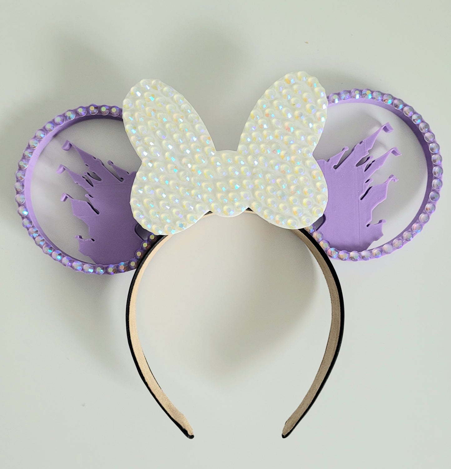 3D Iridescent Rhinestone Sparkle Crystal Castle Bow Ears, Kingdom Mouse Ear Headband