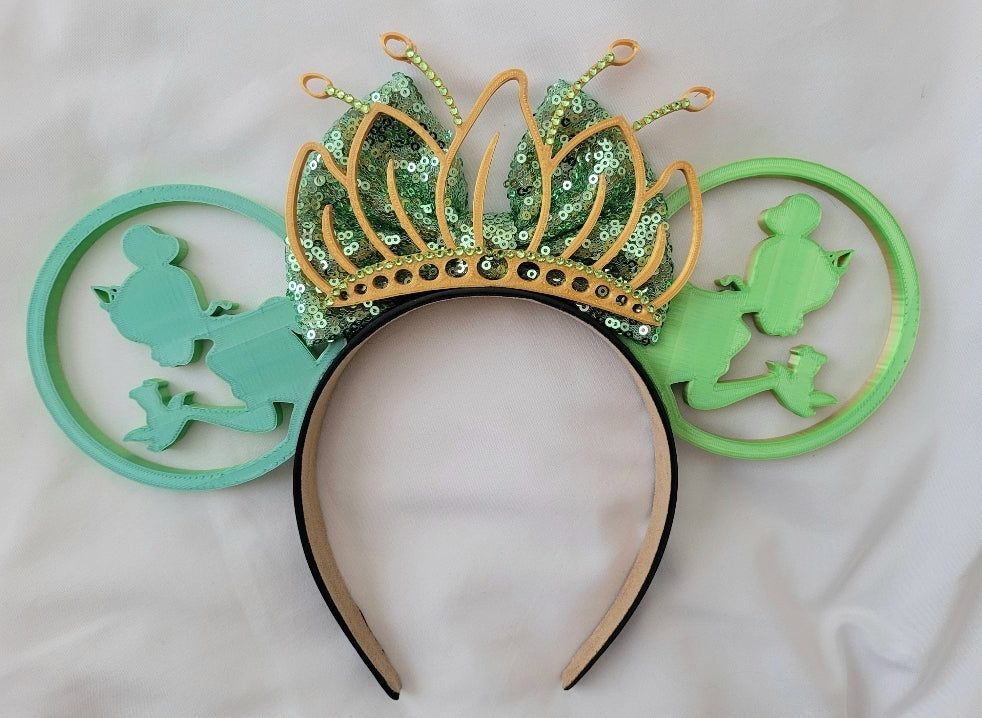 Princess and her Frog Crown Ears, Tiana 3D Printed Mouse Ears