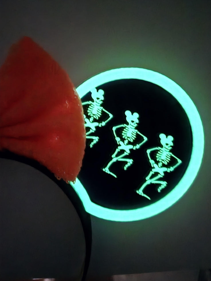 Neon Glow Skeleton Dance Ears, 3D Printed Mouse Skeleton Glow in the Dark Halloween Party Ears