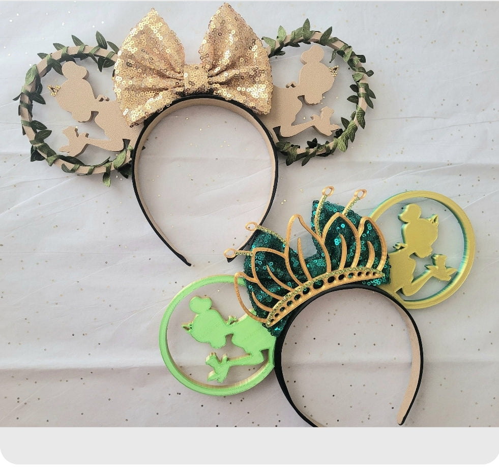 Princess and her Frog Crown Ears, Tiana 3D Printed Mouse Ears