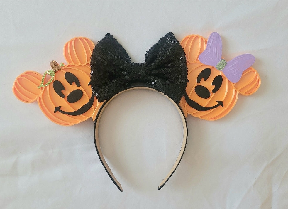 Mouse Pair Pumpkin Ears, 3D Printed Halloween Mouse Ears