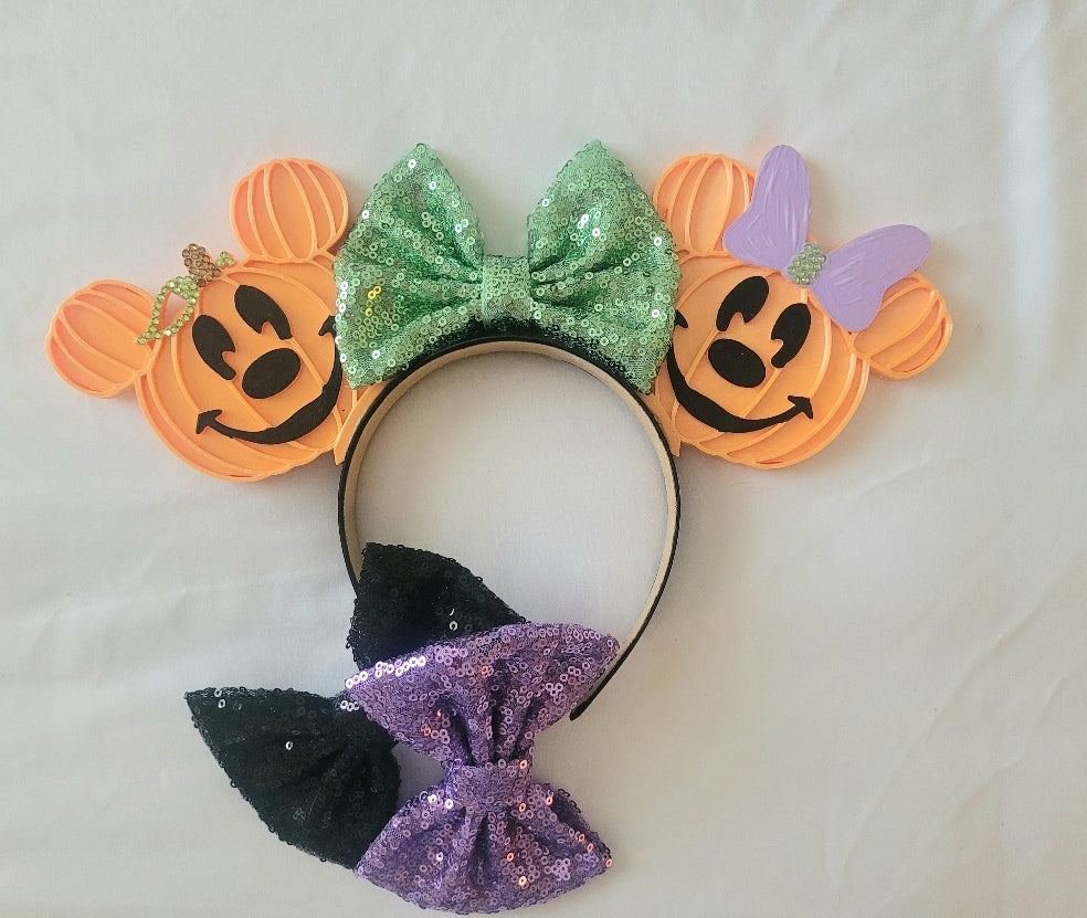 Mouse Pair Pumpkin Ears, 3D Printed Halloween Mouse Ears