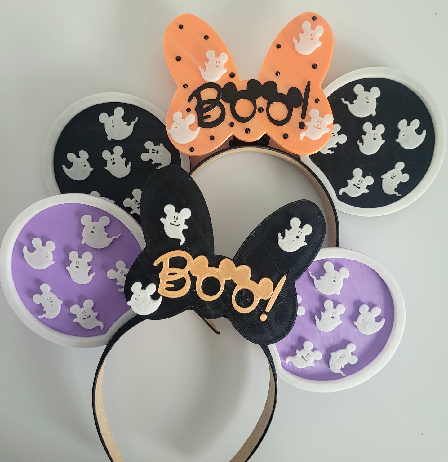 All Happy Haunts Halloween Not So Scary Ghouls, 3D Printed BOO! Ghost Mouse Ears Glow-In-The-Dark Headband