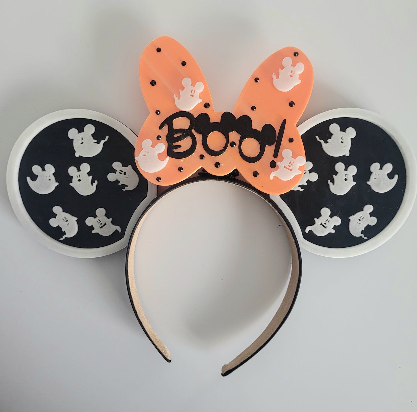 All Happy Haunts Halloween Not So Scary Ghouls, 3D Printed BOO! Ghost Mouse Ears Glow-In-The-Dark Headband