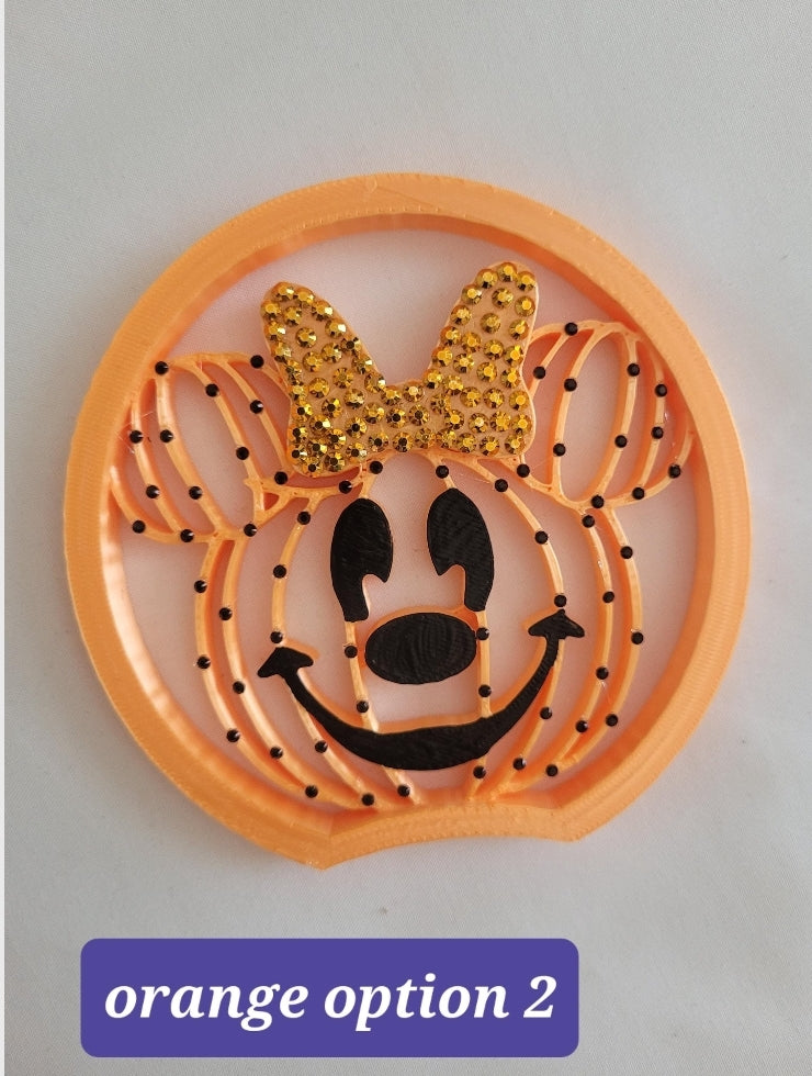 Rhinestone Mouse Pumpkin Pair Ears, 3D Printed Halloween Ears