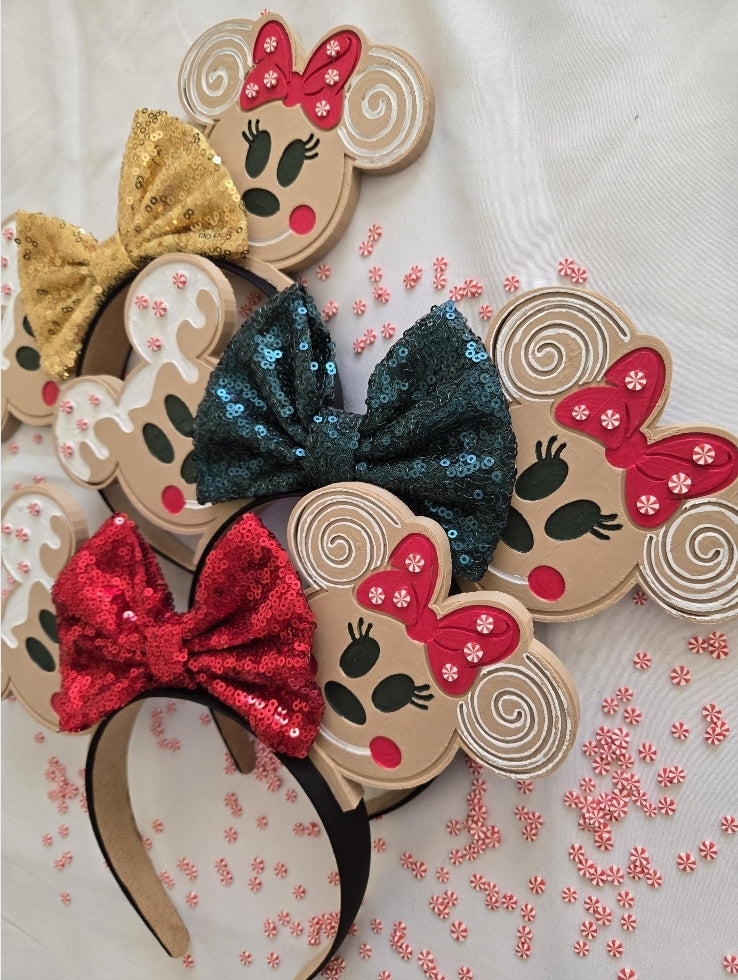 Mouse Gingerbread Christmas Ears, 3D Printed Holiday Mouse Ears