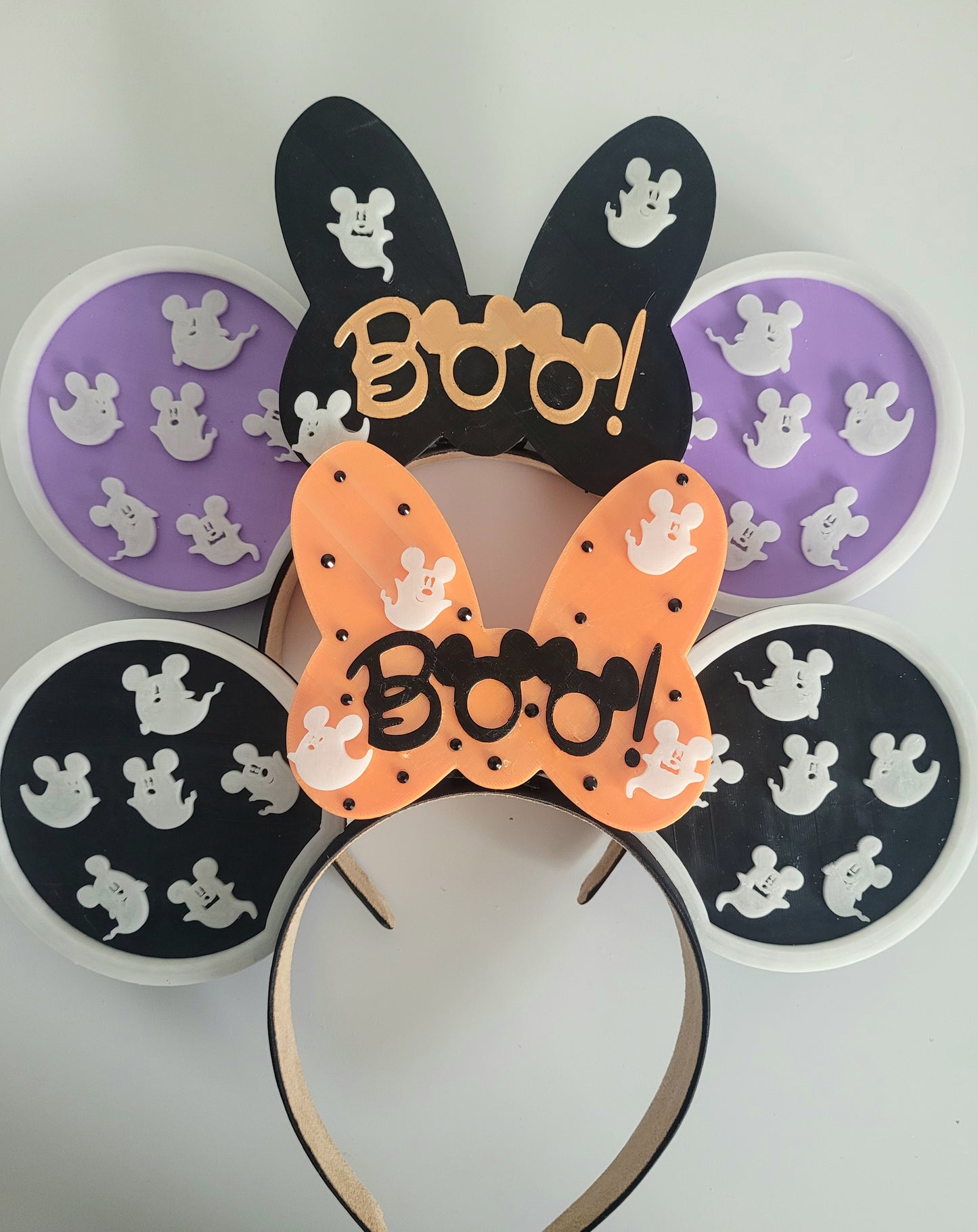 All Happy Haunts Halloween Not So Scary Ghouls, 3D Printed BOO! Ghost Mouse Ears Glow-In-The-Dark Headband