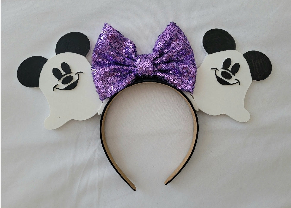 BOO! Ghost Mouse Ears, 3D Printed "Not So Scary" Halloween Ears Headband