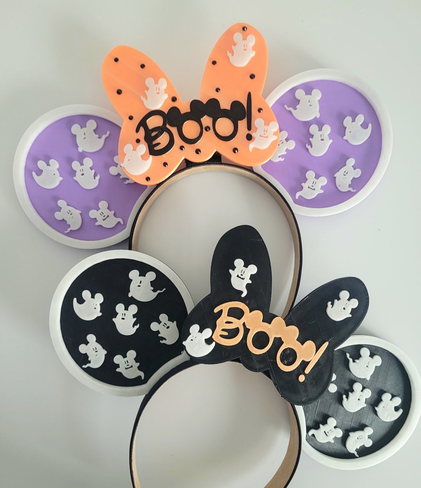All Happy Haunts Halloween Not So Scary Ghouls, 3D Printed BOO! Ghost Mouse Ears Glow-In-The-Dark Headband