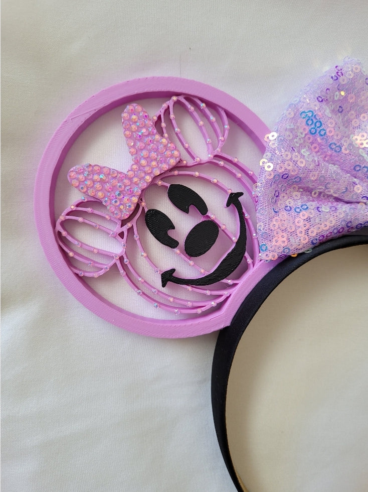 Rhinestone Mouse Pumpkin Pair Ears, 3D Printed Halloween Ears
