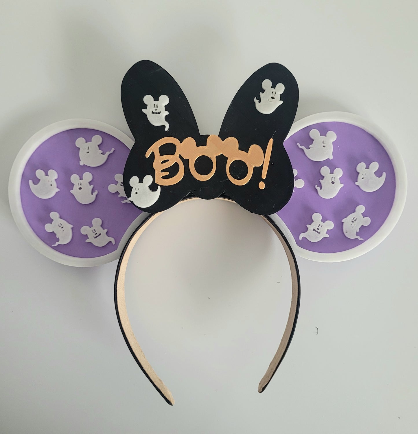All Happy Haunts Halloween Not So Scary Ghouls, 3D Printed BOO! Ghost Mouse Ears Glow-In-The-Dark Headband