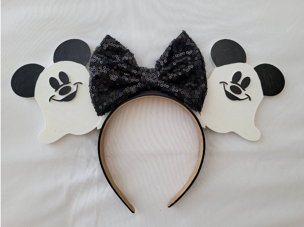 BOO! Ghost Mouse Ears, 3D Printed "Not So Scary" Halloween Ears Headband