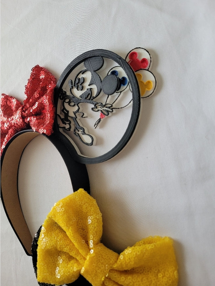 Comic Classic Mouse Birthday Ears, 3D Printed Retro Balloon Mouse Ears