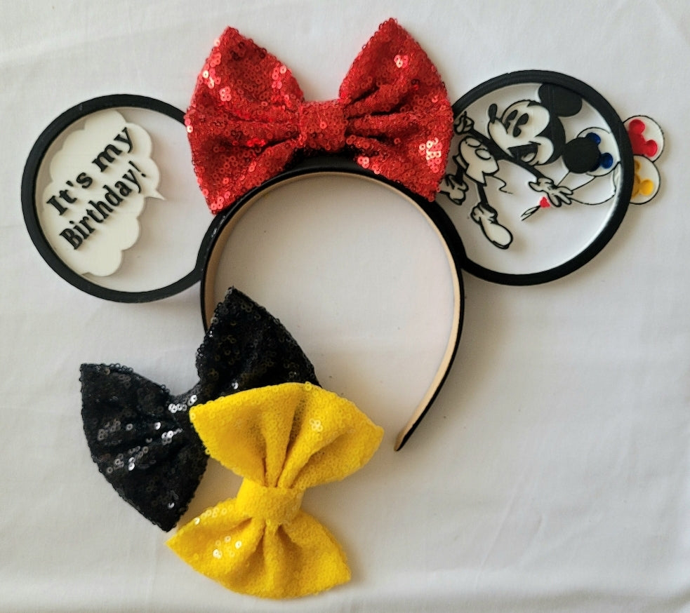 Comic Classic Mouse Birthday Ears, 3D Printed Retro Balloon Mouse Ears