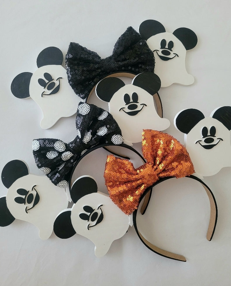 BOO! Ghost Mouse Ears, 3D Printed "Not So Scary" Halloween Ears Headband