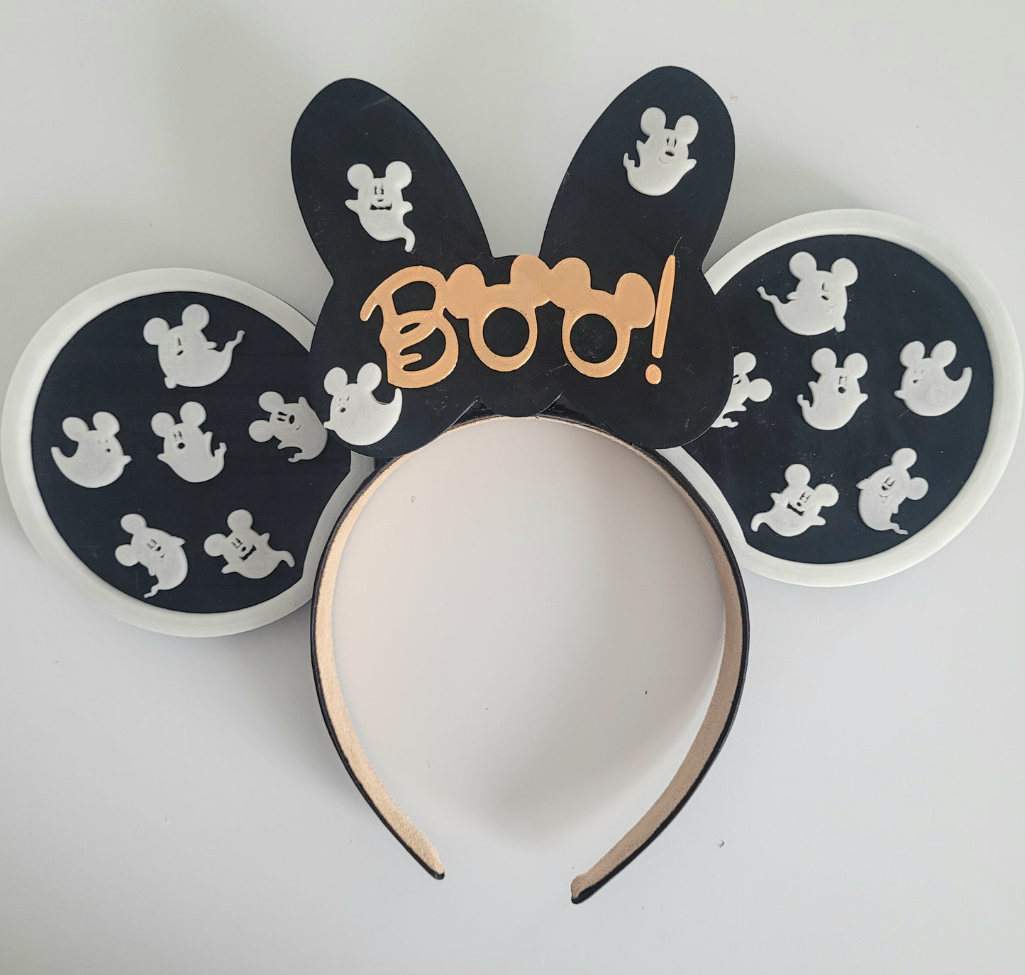 All Happy Haunts Halloween Not So Scary Ghouls, 3D Printed BOO! Ghost Mouse Ears Glow-In-The-Dark Headband