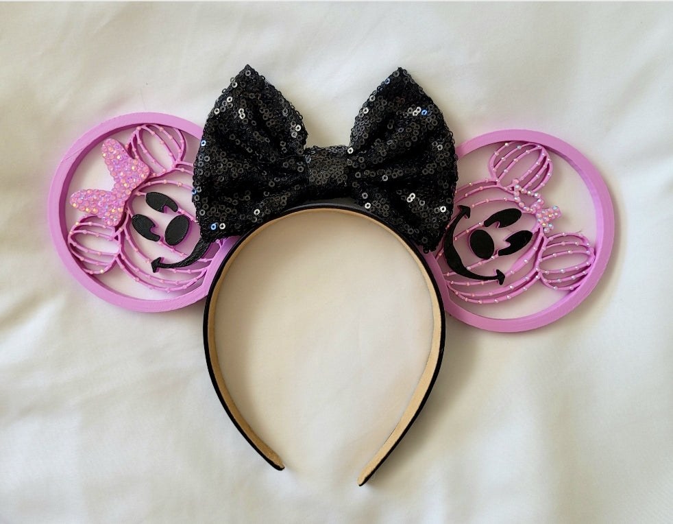 Rhinestone Mouse Pumpkin Pair Ears, 3D Printed Halloween Ears