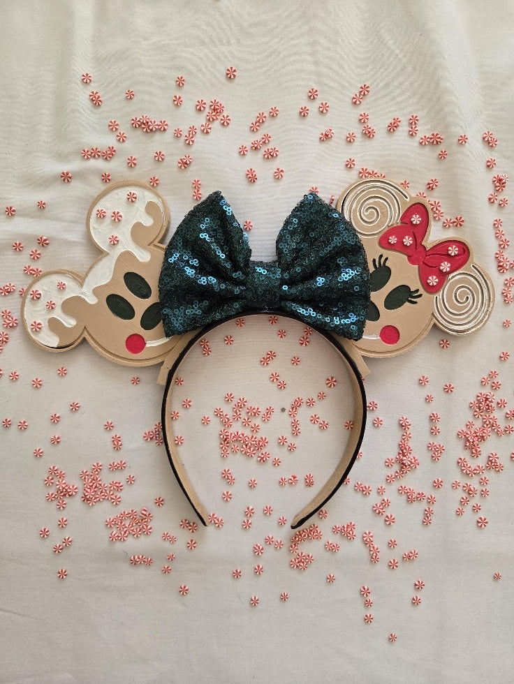 Mouse Gingerbread Christmas Ears, 3D Printed Holiday Mouse Ears