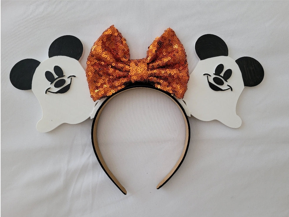 BOO! Ghost Mouse Ears, 3D Printed "Not So Scary" Halloween Ears Headband
