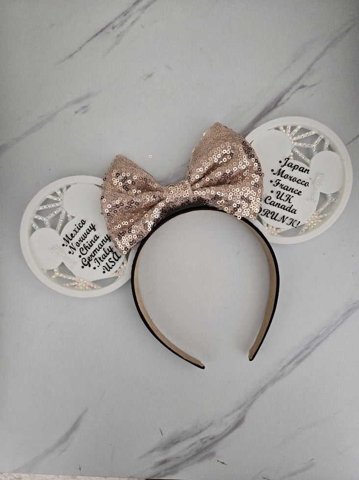 Drinking Around the World Epcot Countries Ears, 3D Sparkling Printed World Showcase Mouse Ears
