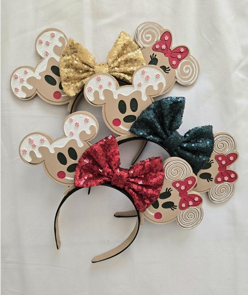 Mouse Gingerbread Christmas Ears, 3D Printed Holiday Mouse Ears