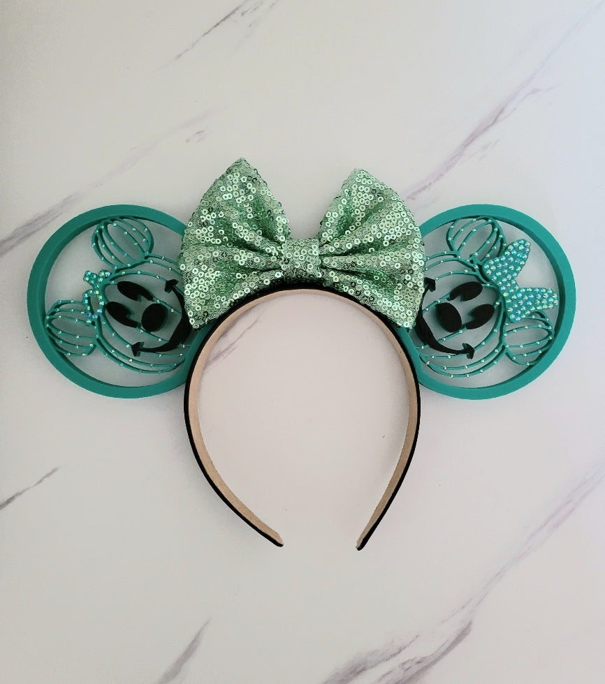 Rhinestone Mouse Pumpkin Pair Ears, 3D Printed Halloween Ears