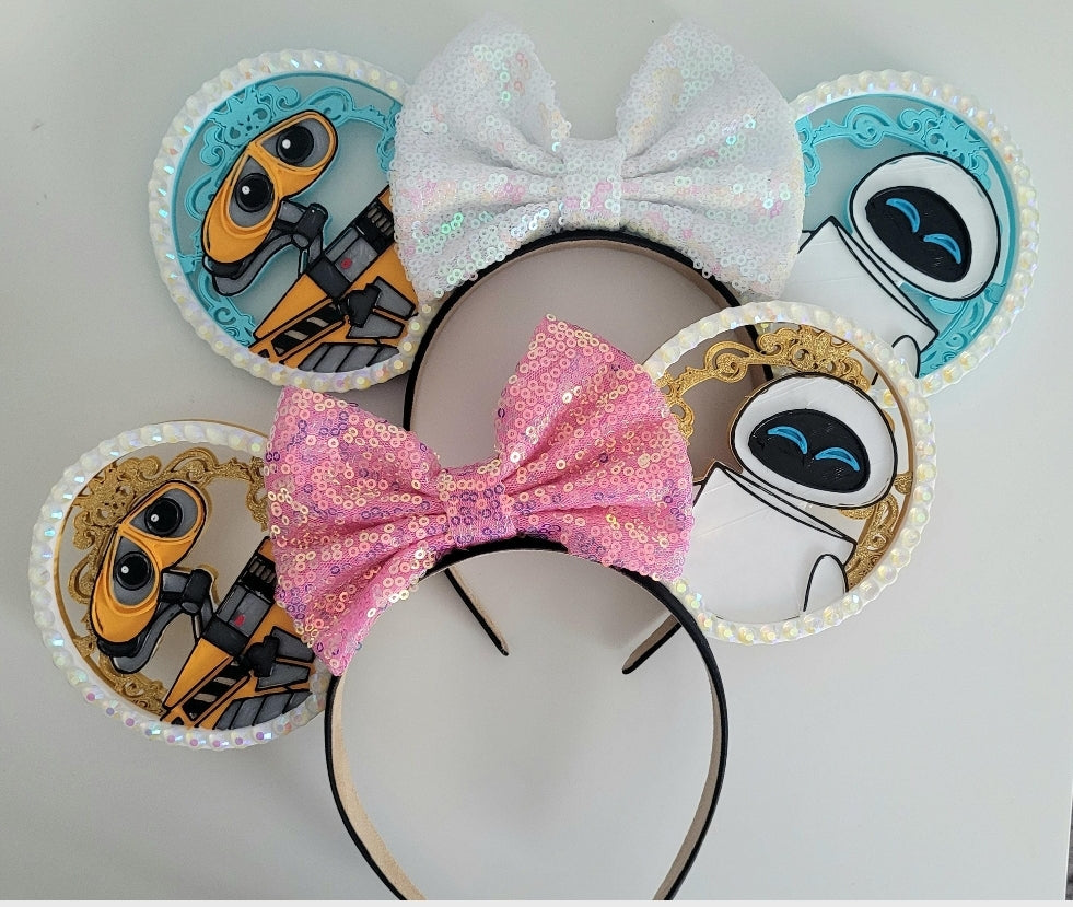 Wall-E and Eve, Better Together, 3D Printed Robot Mouse Ears