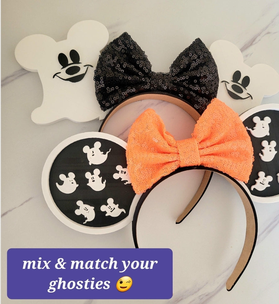 BOO! Ghost Mouse Ears, 3D Printed "Not So Scary" Halloween Ears Headband