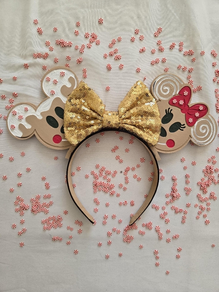 Mouse Gingerbread Christmas Ears, 3D Printed Holiday Mouse Ears